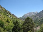 Uzbekistan mountain hiking through Gulkam canyon in Ugam-Chatkal national park  