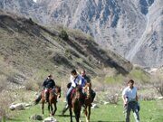 Uzbekistan horse riding  and tulips watching through Paltau valley in Ugam-Chatkal national park