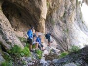 Uzbekistan mountain hiking through Gulkam canyon in Ugam-Chatkal national park  